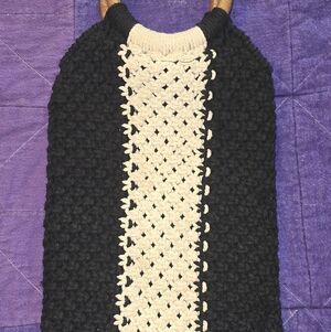 Curator X Laude The Label Gabby Macrame Crochet Wood Ring Handle Bag